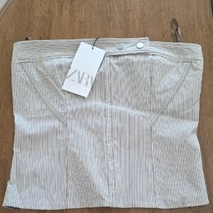 Zara Women's Cream Pinstripe Tube Top